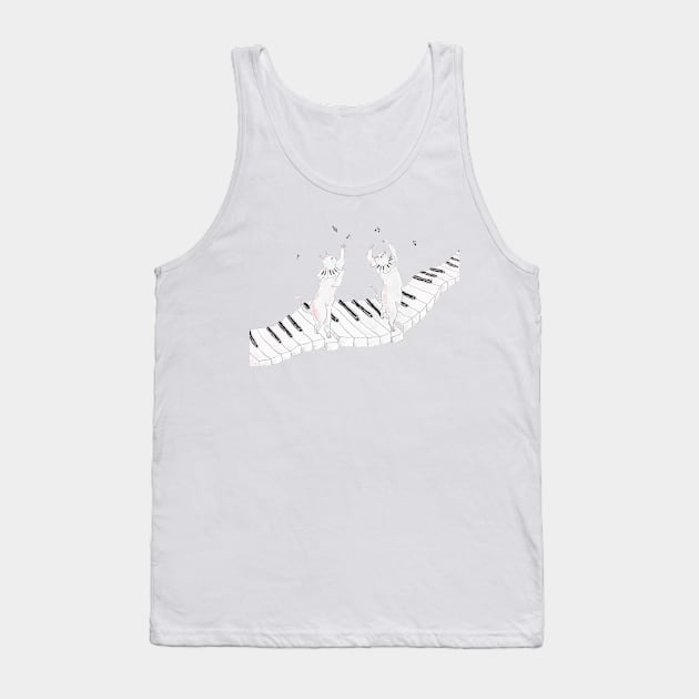 Piano dancing cat Tank Top by TOCOROCOMUGI